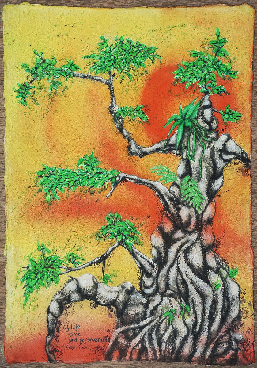 Surrealistic Botanical Acrylic Painting By Gordon T., 21 X 31, Of Life, Time And Perseverance, Original Artwork