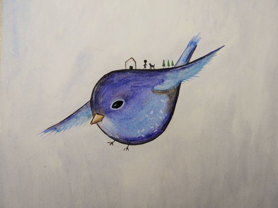 The flying blue bird