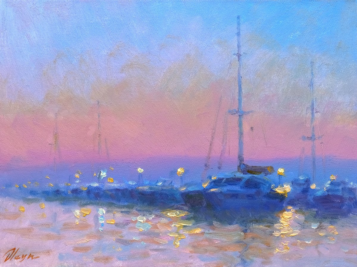 Impressionistic Landscape Oil Painting By Dmitry Oleyn, 16 X 12, Sunrise, Original Artwork