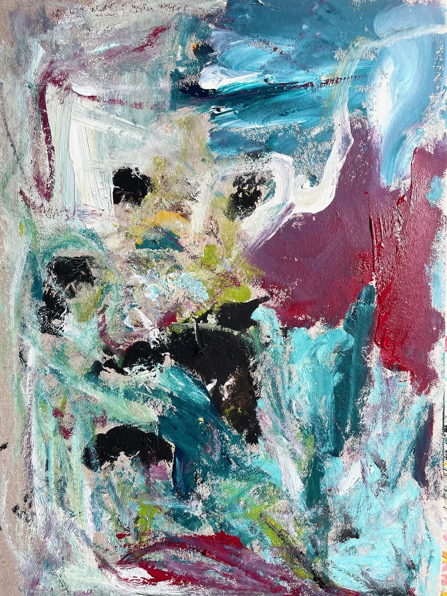 Expressive Abstract Acrylic Painting By Christel Haag, 10 X 14, Make It Easy, Original Artwork