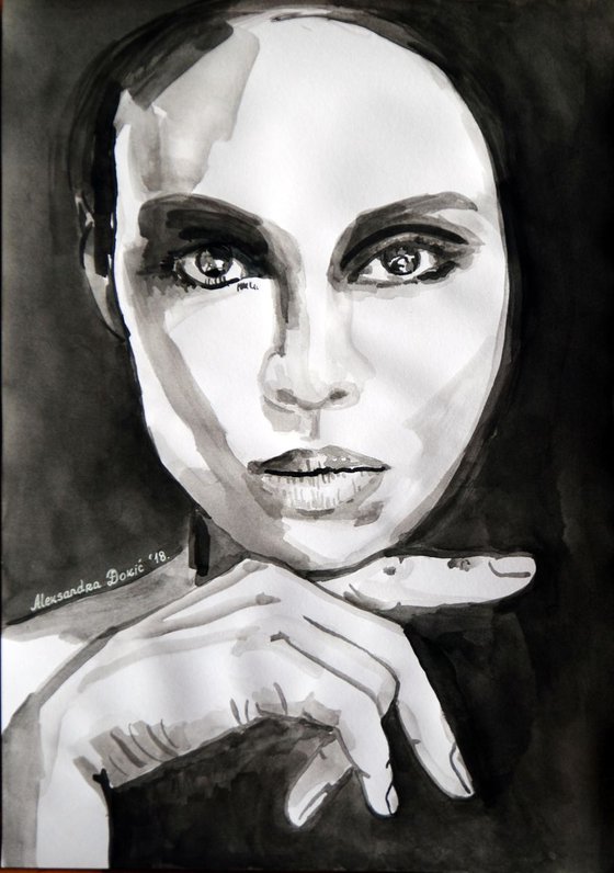 Woman with black eyes  / 42 x 29.7 cm