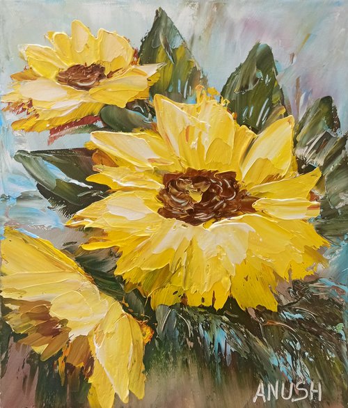 Textured Sunflowers by Anush Emiryan