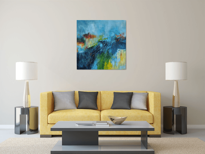 THE STREAM WITH BRIGHT FISH Acrylic painting by Frank Barnes | Artfinder