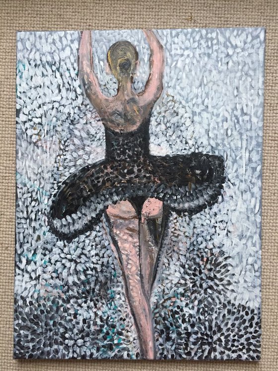 Black and White Painting on Canvas, Ballerina Paintings, Ballet Art, Artfinder Gift Ideas, Home Decor, Living Room Decor, Large Paintings on Canvas, Ready to Hang, Original Artwork, For Sale
