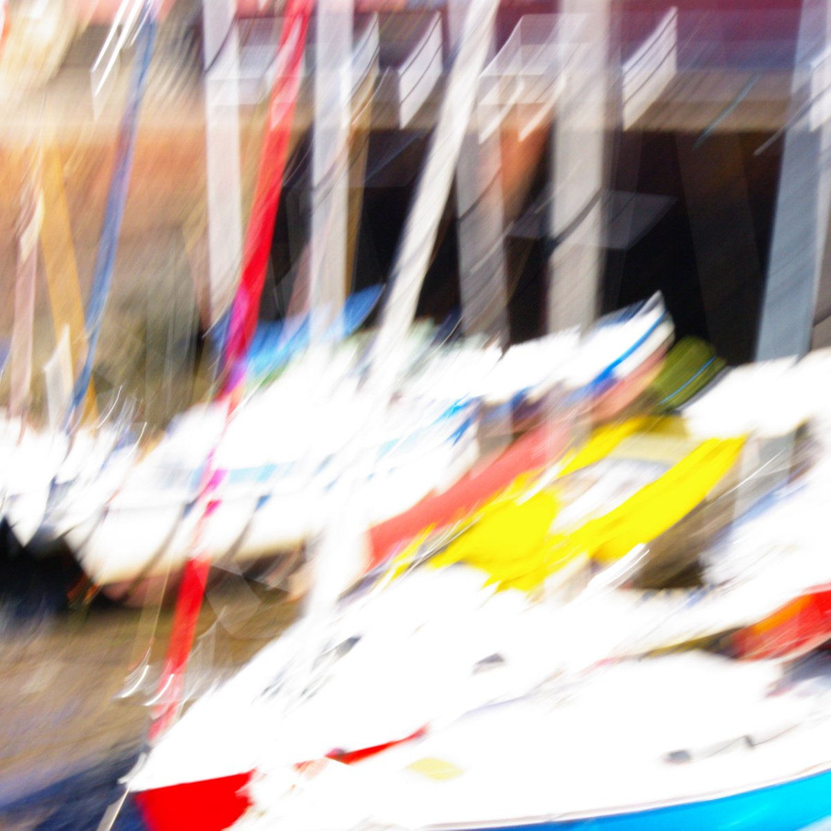 Red Yellow Blue, abstract impressionist colourful sailing boats by oconnart