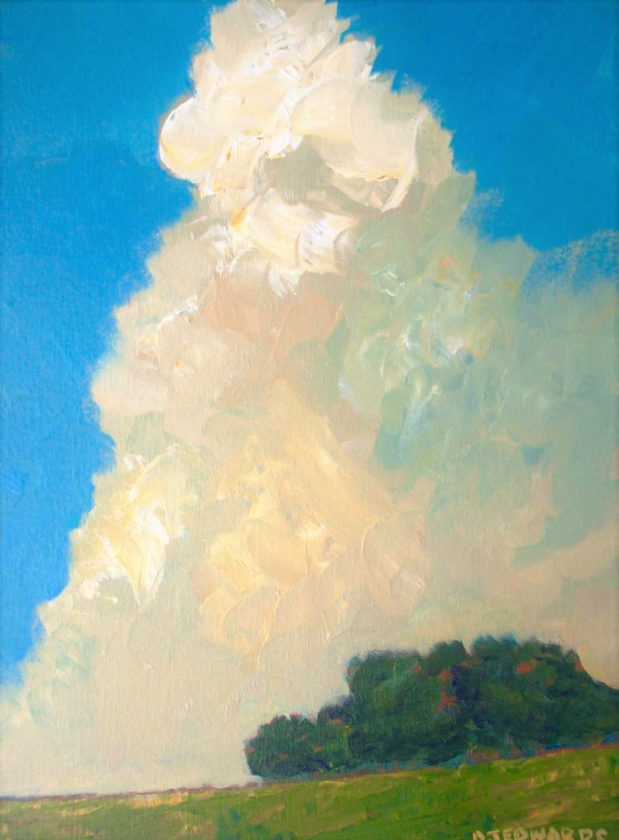 Impressionistic Landscape Acrylic Painting By David J Edwards, 12 X 16, Cumulus Summer, Original Artwork