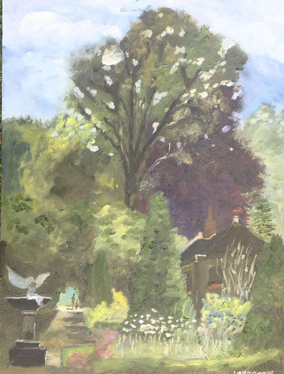Impressionistic Landscape Oil Painting By Julian Lovegrove Art, 12 X 16", Gardens At Wells House, Original Artwork