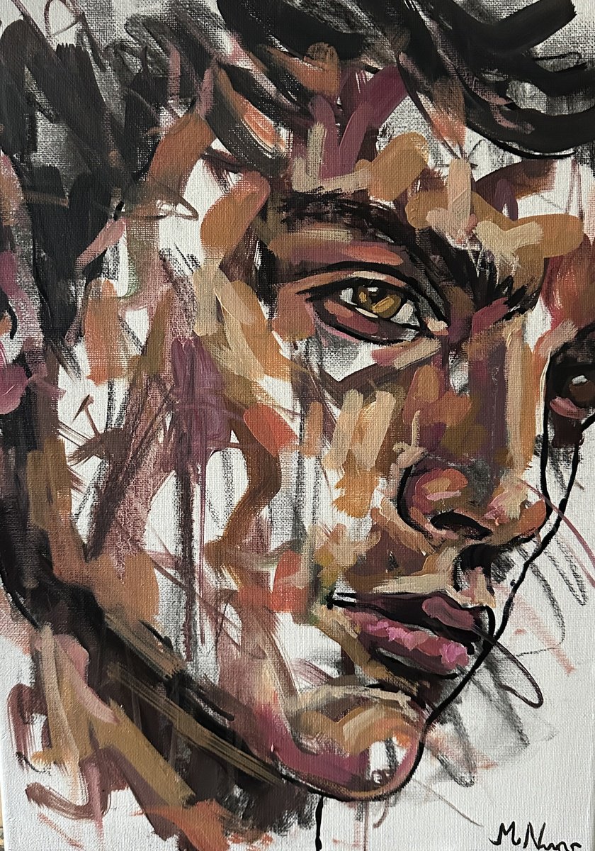 Expressive Portrait Oil Painting By Emmanouil Nanouris, 12 X 16, Sergio, Original Artwork