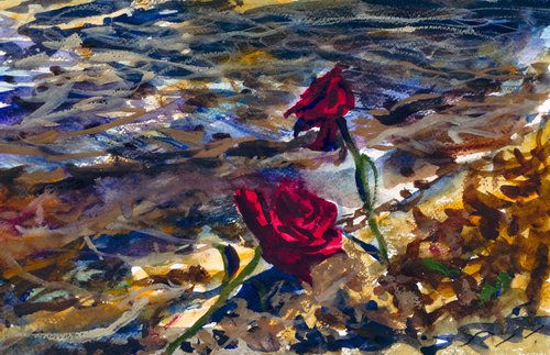 2 roses by the sea by Mazen Ghurbal