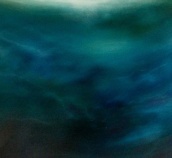 Landfall, Storm Coming On - 90cm x 90cm oil on box canvas