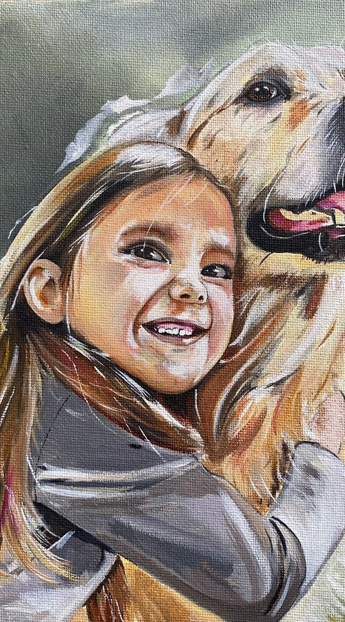 Girl with dog oil painting by Bethany Taylor