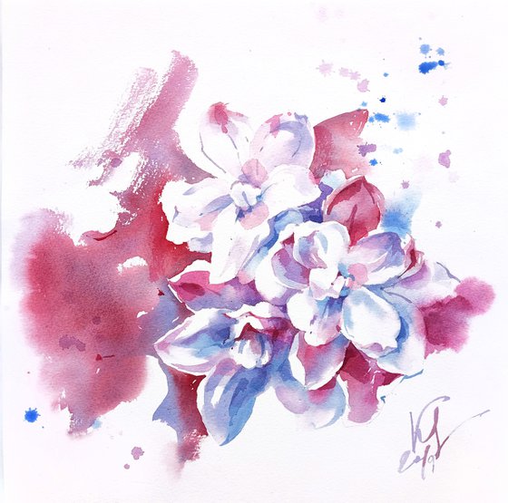 Original watercolor painting "Thousand Shades of Lilac Flowers"