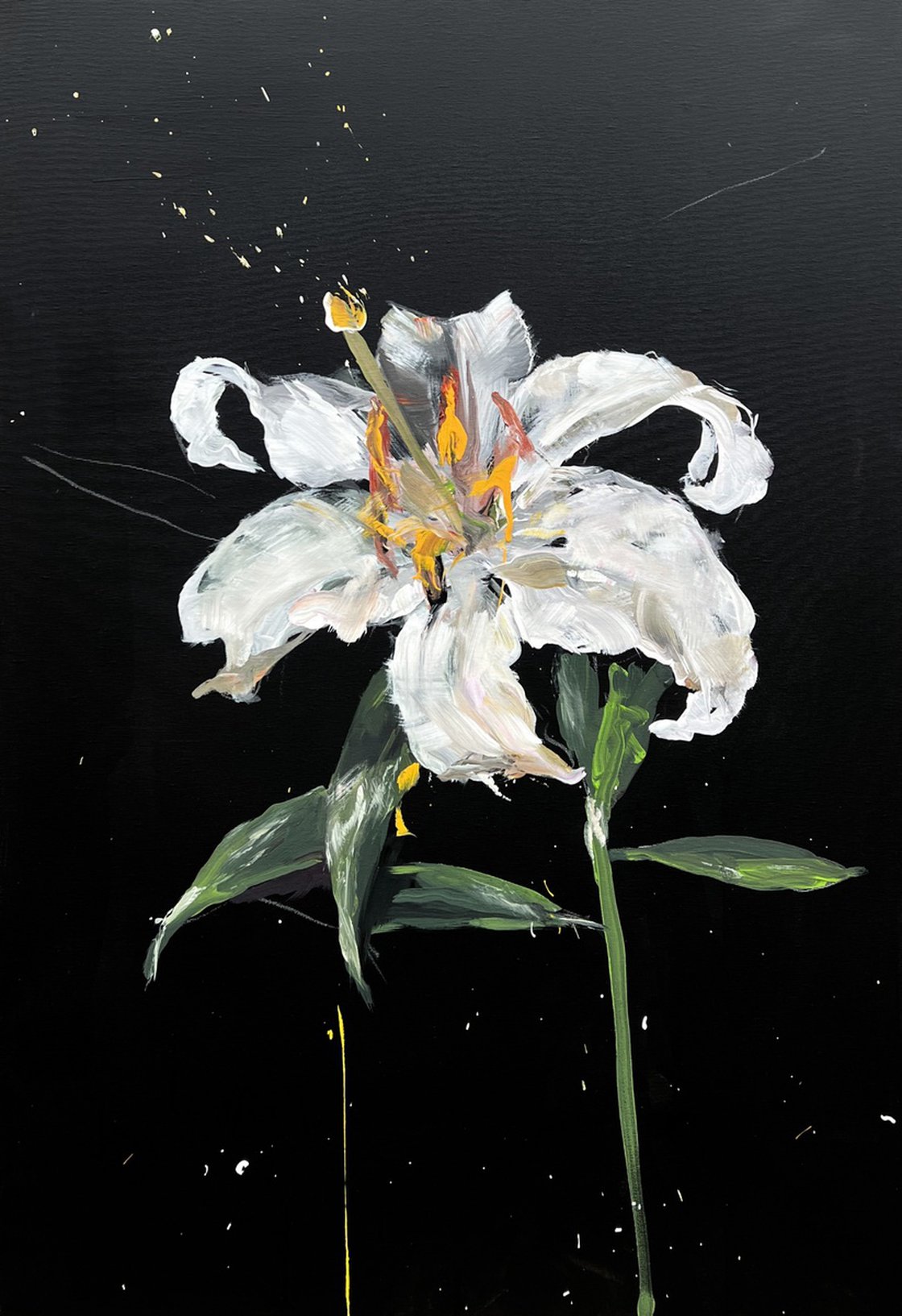 Original Acrylic Painting - Lily Flowers by Rosi Roys