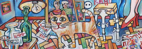 In an art studio.