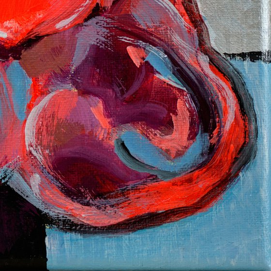 SILVER RED | ORIGINAL ABSTRACT ACRYLIC PAINTING ON CANVAS