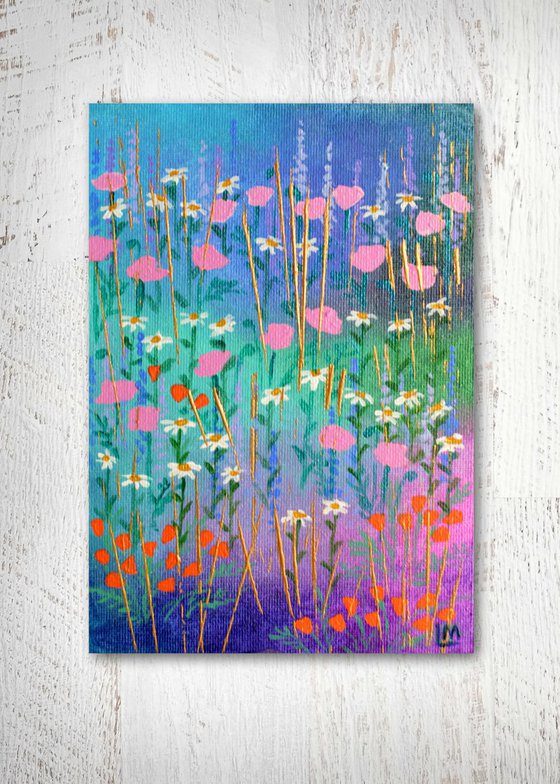 Mini Meadow 11 - poppies and daisies