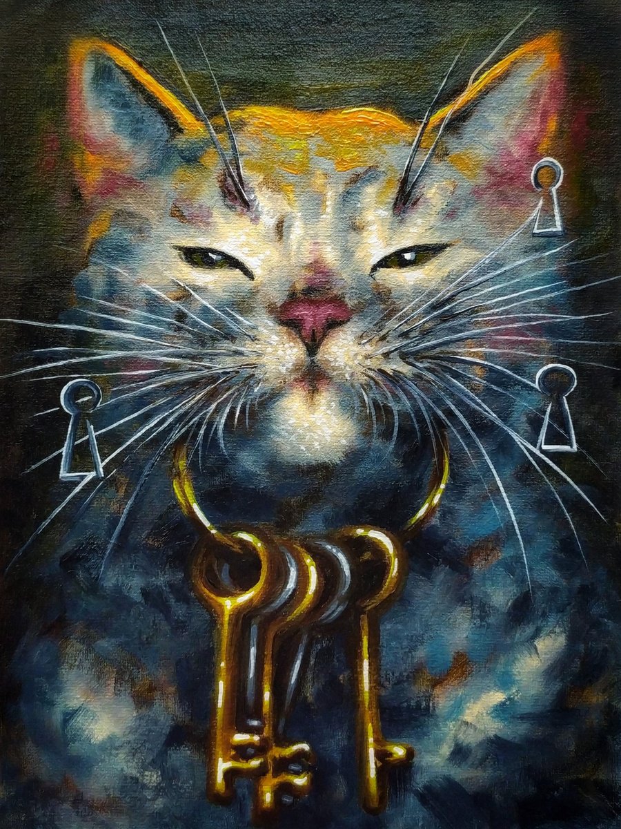 Impressionistic Animal Oil Painting By Anna Shabalova, 7 X 9, Keeper Of Secrets, Original Artwork