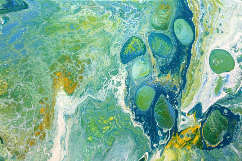 Large Abstract Acrylic pour painting 92 x 61cm Acrylic painting by ...