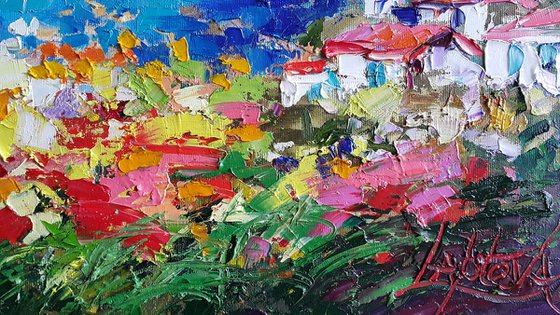 Blooming Сapri, Painting Italian landscape