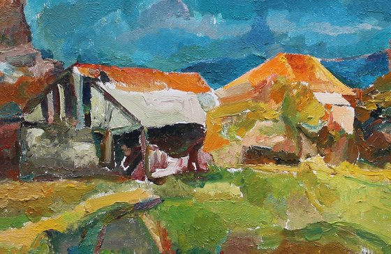 Houses with orange roofs