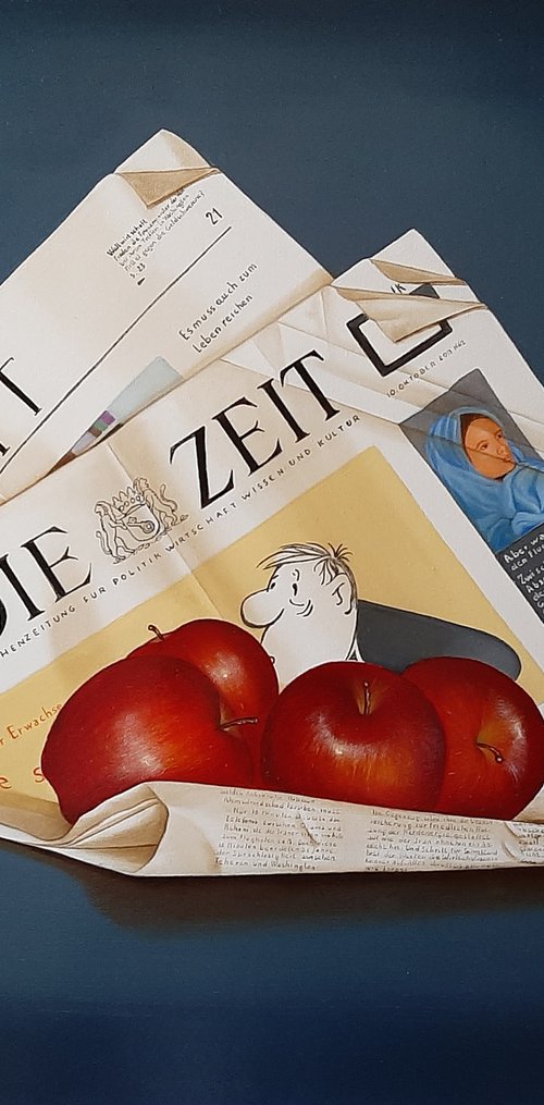 Newspaper with apples by olga formisano