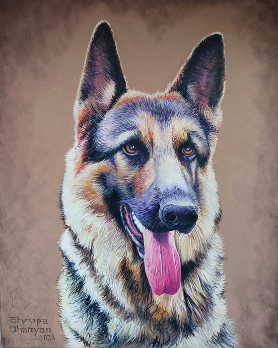 Shepherd dog (40x50cm, oil painting, ready to hang)