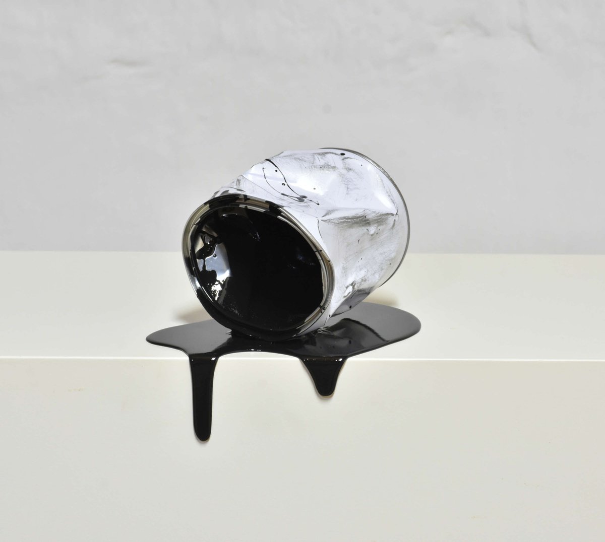 Urban And Pop Cityscapes Sculpture By Yannick Bouillault, 7 X 5", Le Vieux Pot De Peinture Noir, Original Artwork