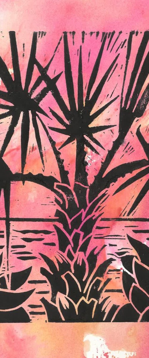 Palm tree on magenta by Kirsty Wain