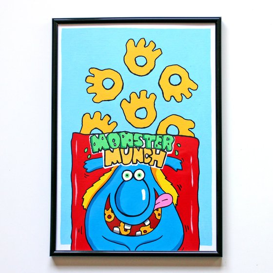 Monster Munch Flamin' Hot - Pop Art Painting on Unframed A4 Paper