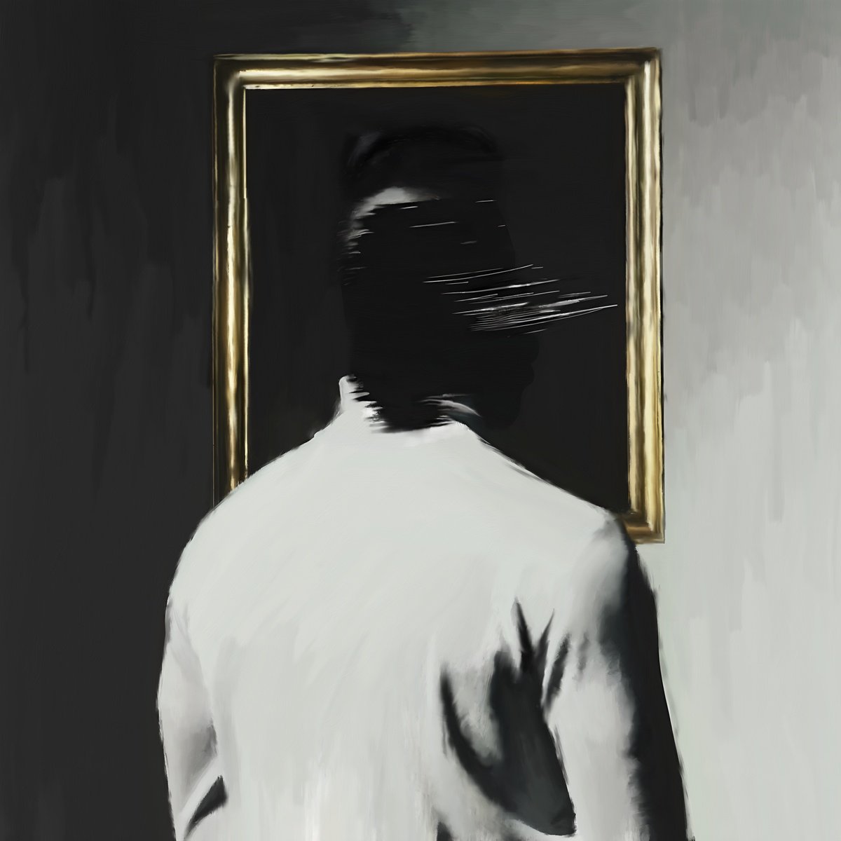 Expressive Portrait Acrylic Painting By Anzhelika Klimina, 20 X 20, Male Portrait N7, Original Artwork