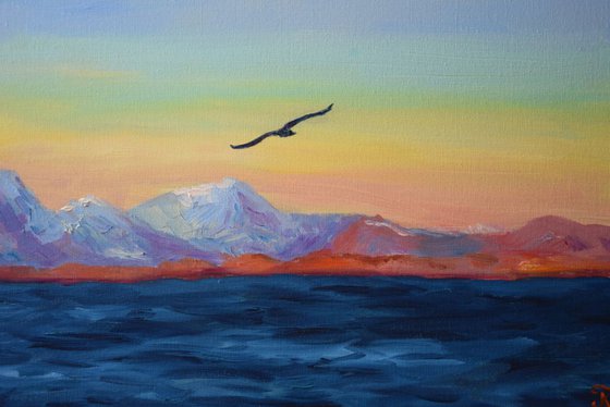 Iceland sea oil painting on canvas
