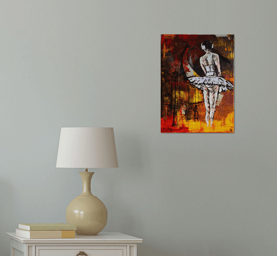 Midnight Ballerina - Original Modern Ballerina Dancer Portrait Art Painting on Canvas Ready To Hang