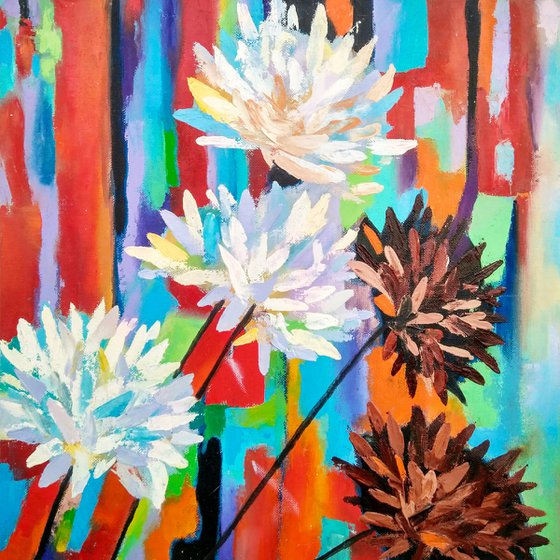 Abstract bouquet, 40x40 cm.