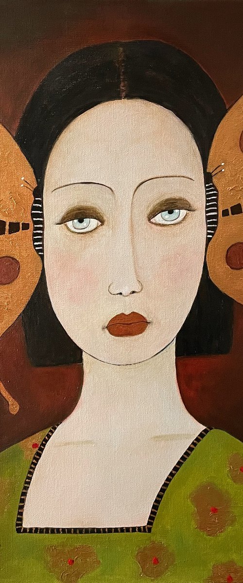 THE LADY WITH GOLDEN BUTTERFLIES by Eleanor Gabriel