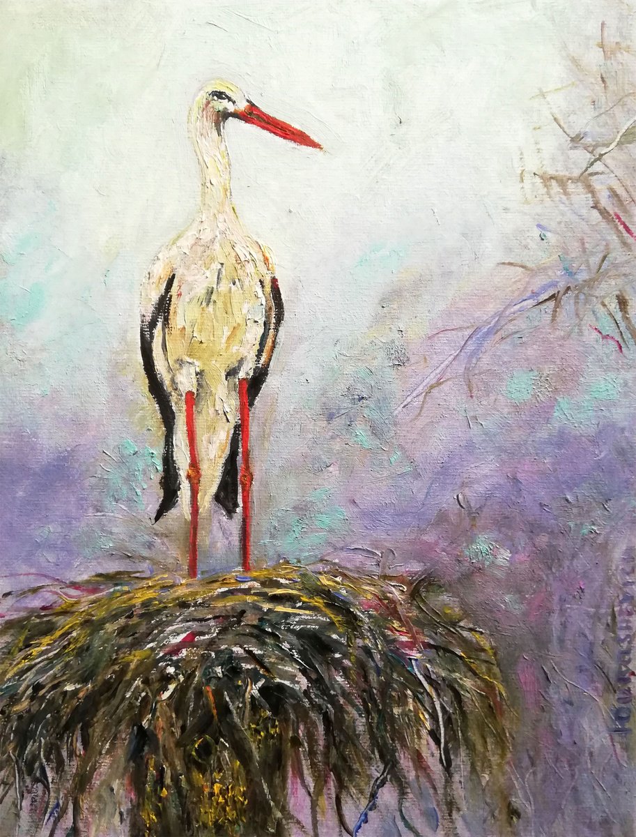 Impressionistic Landscape Oil Painting By Katia Ricci, 7 X 9", Before The Flight, Original Artwork