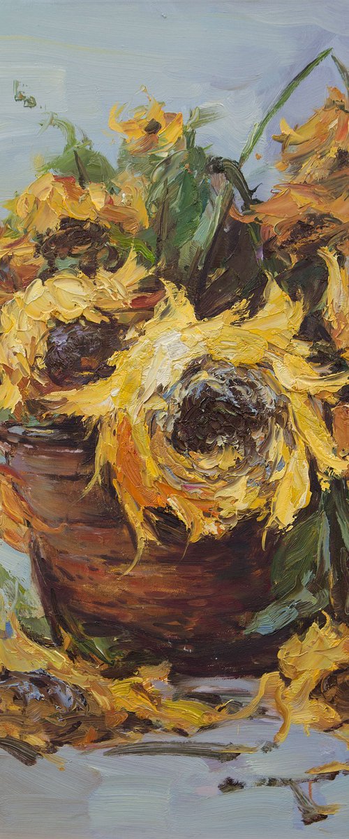 Basket of Sunflowers by Jaroszewska Joanna (or Jarowska)