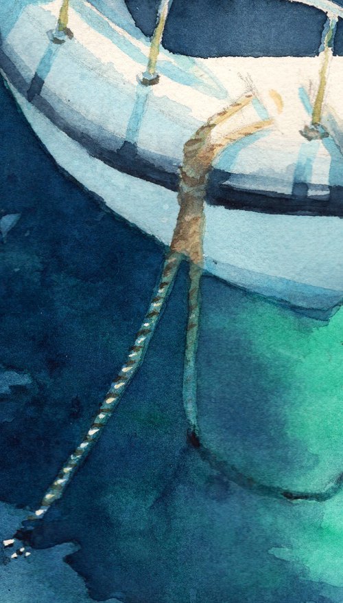 Light on Water, Moored Boat by Alena Post