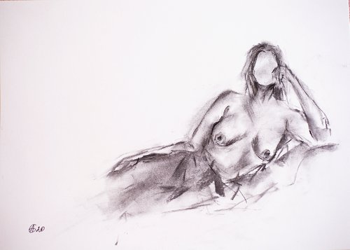Nude in charcoal. 29. Black and white minimalistic female girl beauty body positive by Sasha Romm