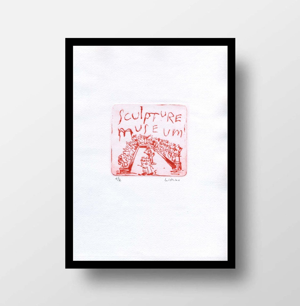 Expressive Portrait Etchings & Engravings By V. Lishko, 8 X 12", Sculpture Museum, Original Artwork