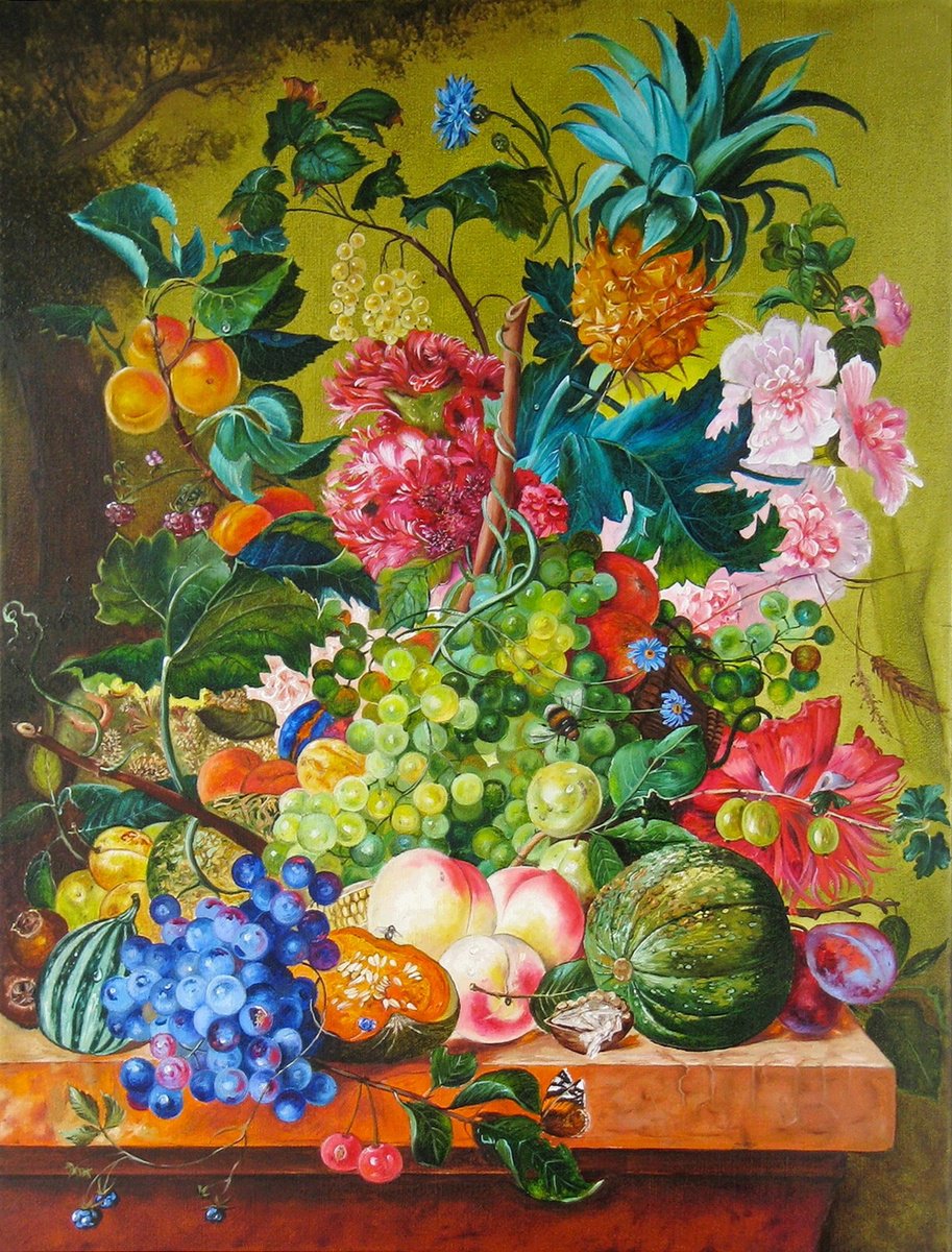 Photorealistic Oil Painting , Dutch Fruit And Floral Still Life By Natalia Shaykina, 24 X 31, Artwork For Sale On Artfinder
