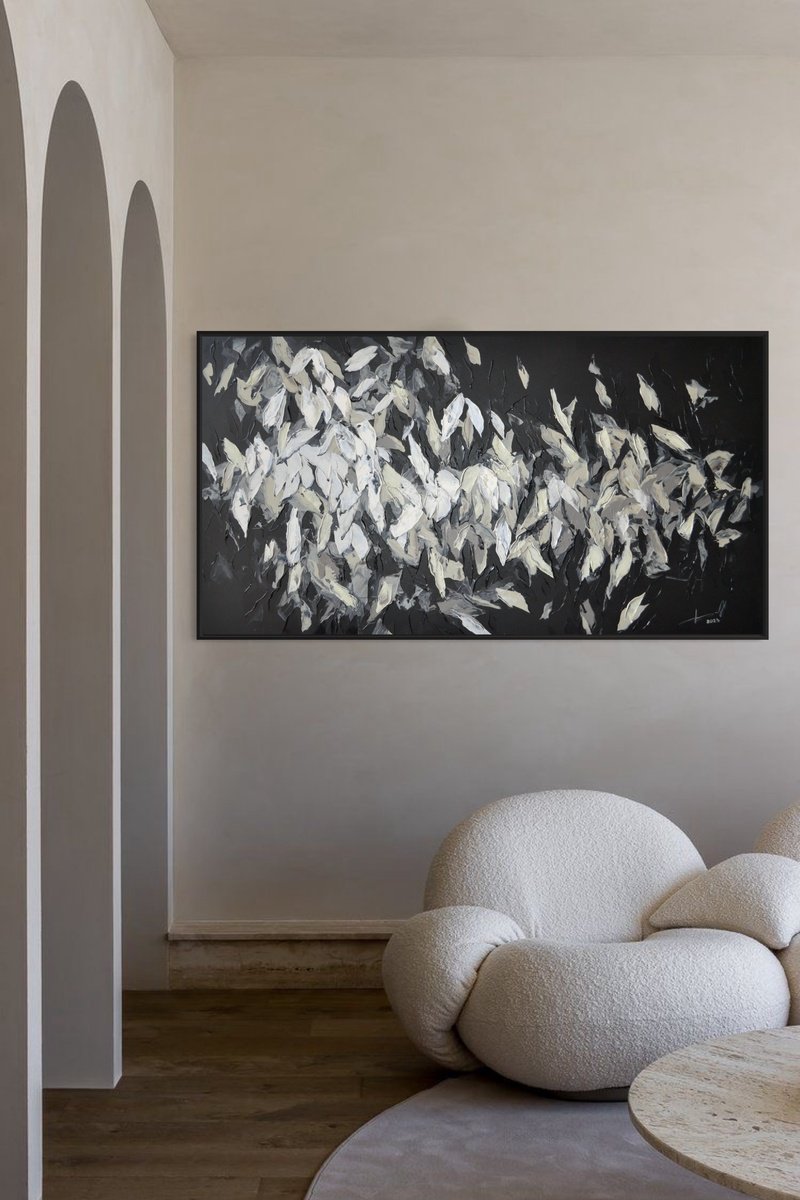 Abstract Botanical Acrylic Painting By Tetiana Hutsul, 63 X 33", You Give Me Life, Original Artwork