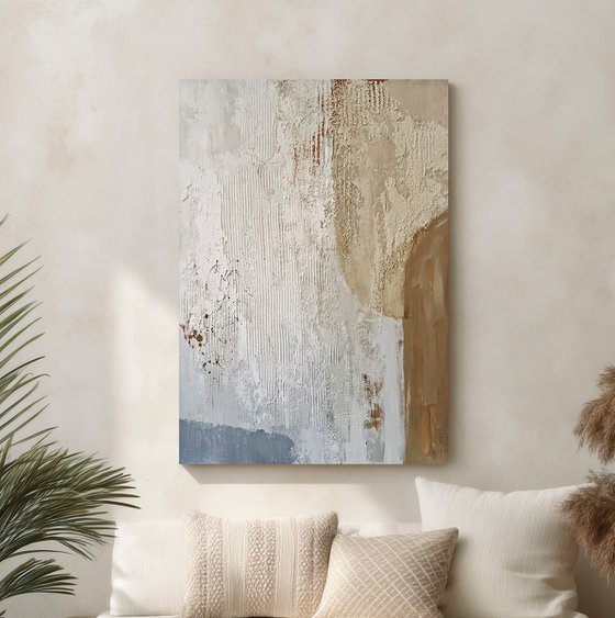 "Fjord 3" Abstract blue brown acrylic art
