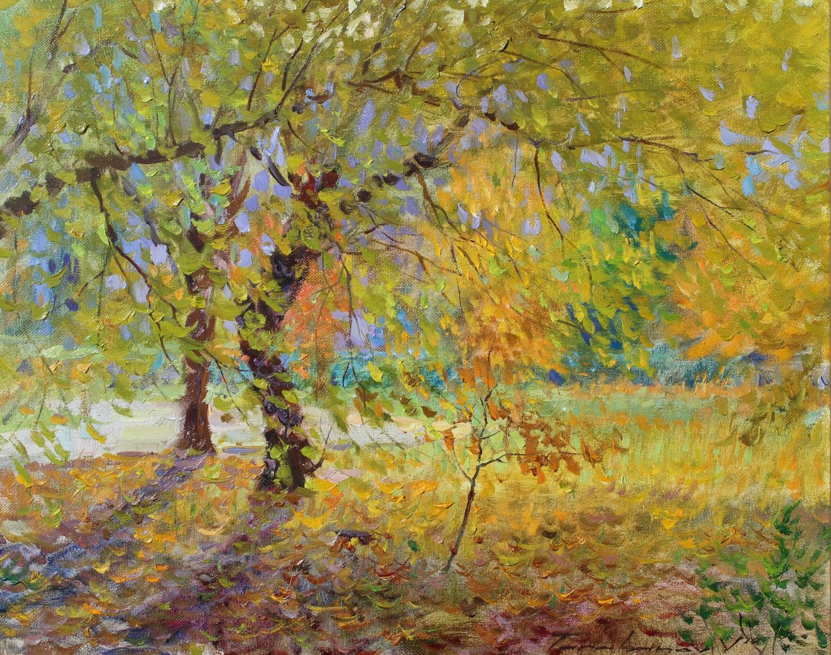 Impressionistic Landscape Oil Painting By Volodymyr Tarabanov, 20 X 16", Autumn Landscape, Original Artwork