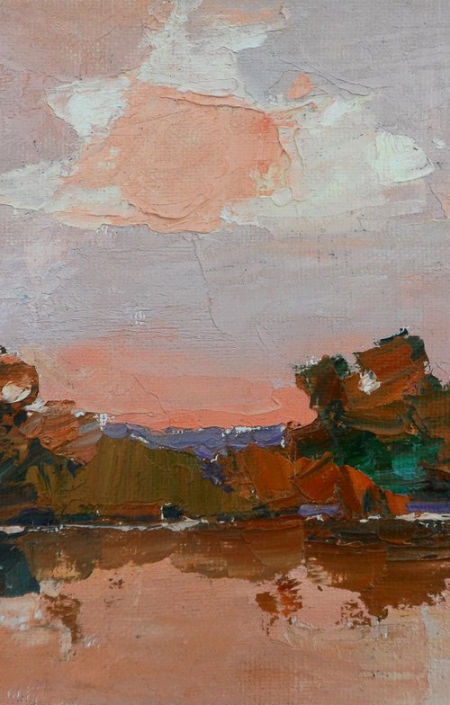 "sunset over the river " by Yehor Dulin