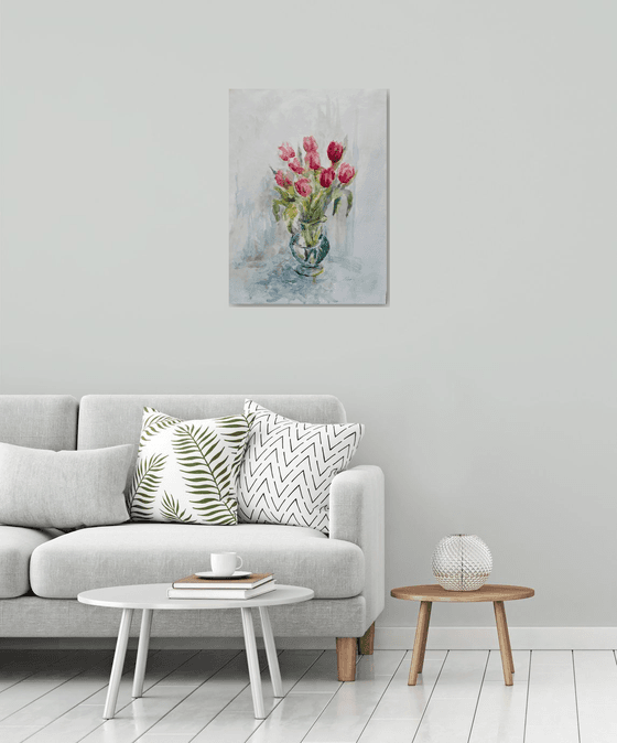 Tulips red 55x75 cm 2025