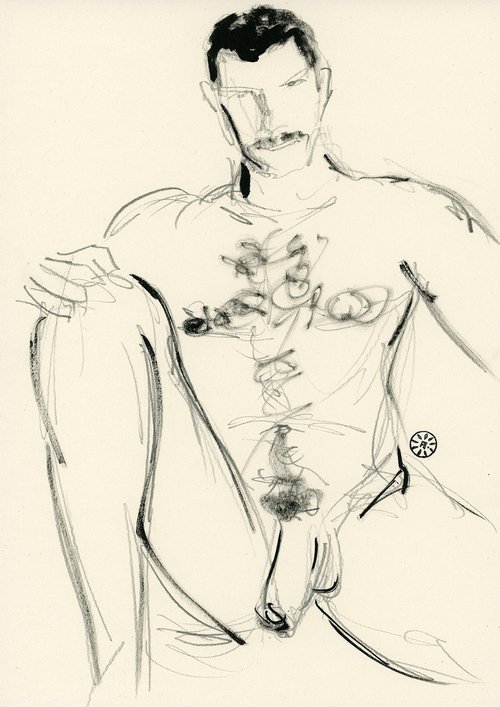 Male Nude In Ink And Graphite by Anton Maliar