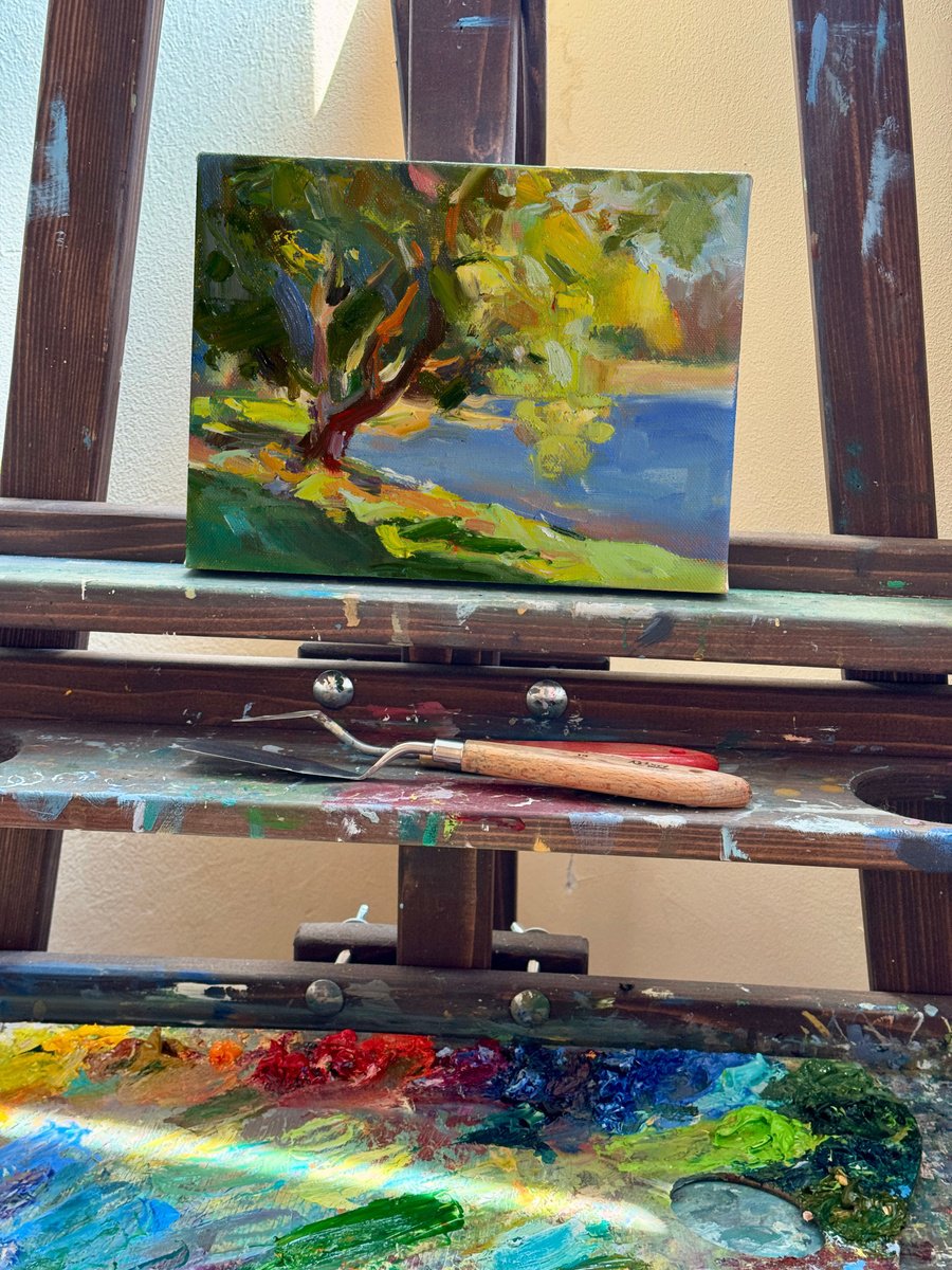 Impressionistic Landscape Oil Painting By Daria Zavadenko, 8 X 6, Beneath The Yellow Canopy, Original Artwork