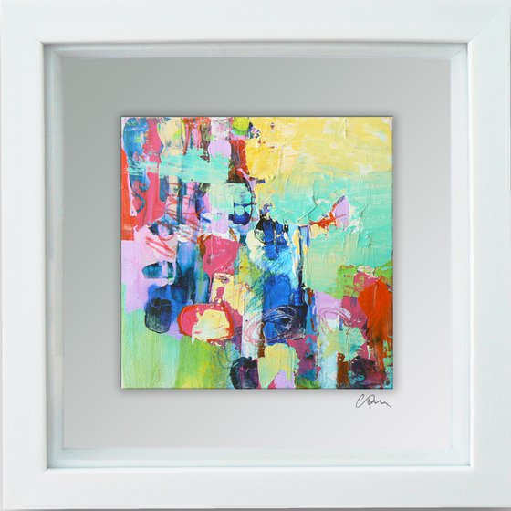 Framed ready to hang original abstract  - Chasing rainbows #5