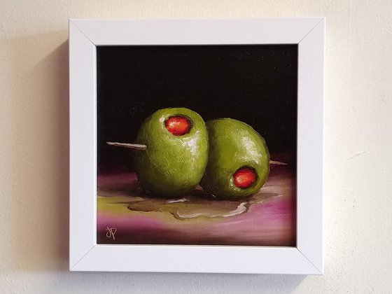 Two Olives  framed still life