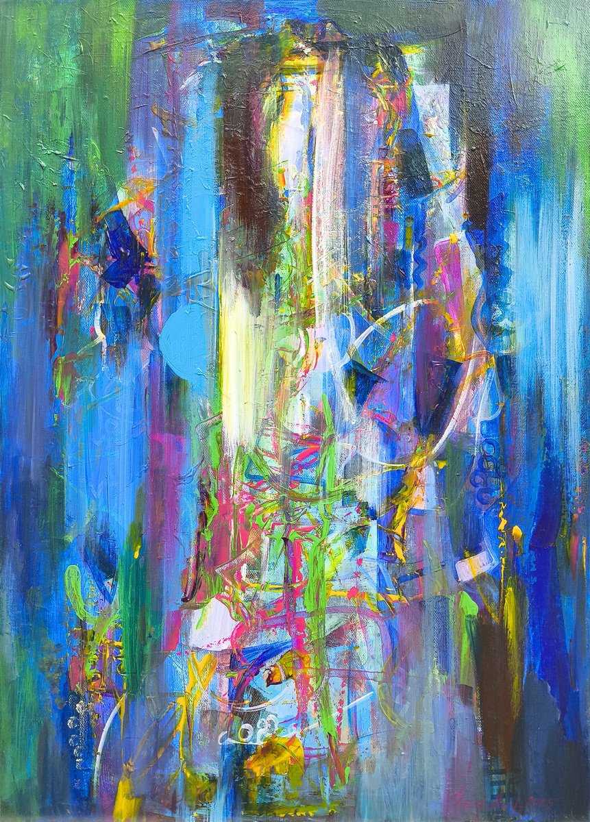 Abstract Portrait Oil Painting By Seyran Gasparian, 20 X 28", The Scent Of A Woman, Original Artwork